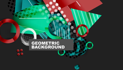 Fototapete - Abstract geometric composition. Vibrant shapes overlap, creating dynamic visual effect. Modern design elements present bold color palette.