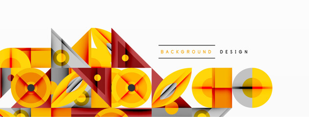 Leinwandbilder - Abstract geometric shapes, yellow, orange, gray tones. Modern design elements create dynamic composition. Minimalist style.
