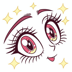 Wall Mural - Classic vintage cartoon eyes with exaggerated lashes and sparkle