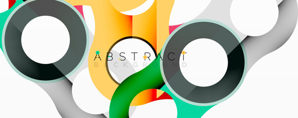 Leinwandbilder - Abstract design features overlapping circles, vibrant colors, modern aesthetic. Clean lines create dynamic visual impact.