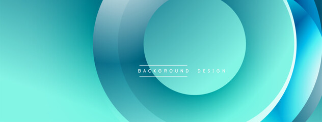 Fototapete - Abstract turquoise background features layered circles. Smooth gradients create modern, dynamic visual effect. Minimalist design suitable for various projects.