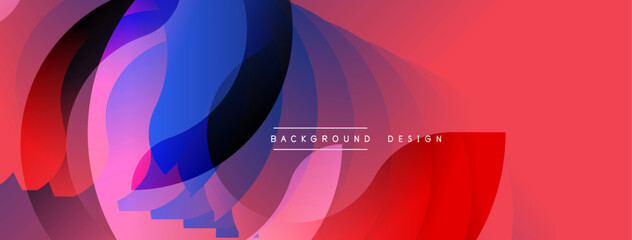 Aufkleber - Abstract flowing shapes, vibrant colors blend. Red, blue hues create dynamic visual effect. Modern design element.