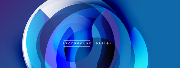 Aufkleber - Abstract blue design features layered circles, creating dynamic visual effect. Gradient shades enhance depth, modern aesthetic.