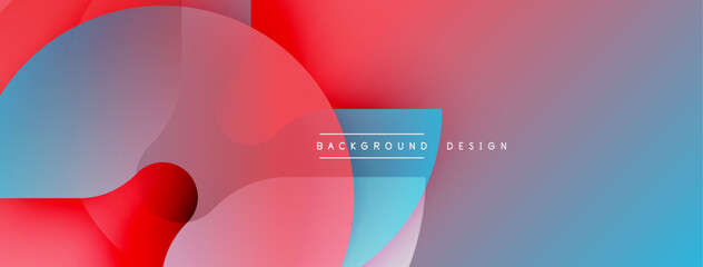 Aufkleber - Abstract fluid shapes, vibrant colors blend. Red, blue, purple gradients create modern background design. Minimalist text present.