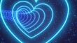 © IncrediVFX - Moving Slowly Through Blue Neon Love Heart 3D Tunnel Glowing Light - Abstract Background Texture