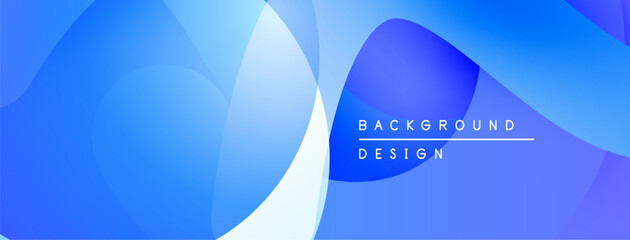 Fototapete - Abstract blue background. Overlapping shapes create dynamic composition. Modern design suitable for digital projects, presentations.