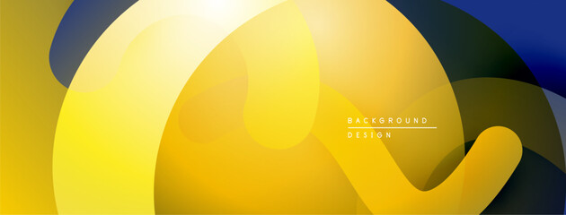 Aufkleber - Abstract shapes overlap, creating vibrant yellow, blue gradients. Modern design suggests fluidity, energy, positive vibes. Minimalist aesthetic.