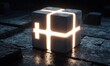 © Azril - Glowing cube on dark stone surface, abstract concept