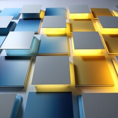 Wall Mural - 3d smart led panel with a yellow and blue color blend, offering a lively and energetic visual effect