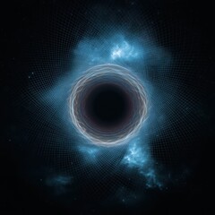 Wall Mural - 3d led panel icon featuring a dark center black hole, with glowing light pulling outward.