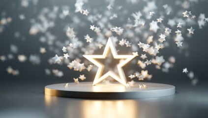 Wall Mural - 3d led panel icon displaying bright, shooting stars darting across the glowing panel.