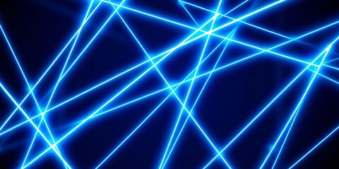 Wall Mural - Glowing blue and white geometric lines intersect on a dark background, creating an abstract digital pattern, glowing, digital art