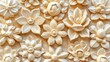 © GASTAN ALVARENDRA ST - Intricate, decorative floral carvings in light beige wood.