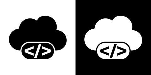Cloud code icon in solid flat trendy design style.