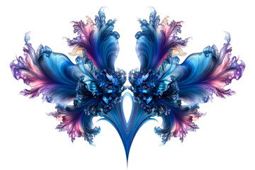 Symmetrical petal bloom, ornate floral abstract object, cut out transparent
