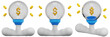 © Flowicon - Set of 3D Rendered Lightbulbs with Dollar Signs, Creative Startup Concept 3d Render Icon Illustration