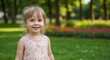 © Vyatcheslav - Young girl smiling while standing in a flower garden outdoors