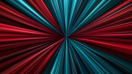 Wall Mural - the image contains an abstract design of radiating lines in shades of deep red and teal, converging 
