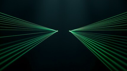 Wall Mural - the image shows a pair of green laser beams emanating from a central point, creating a symmetrical p