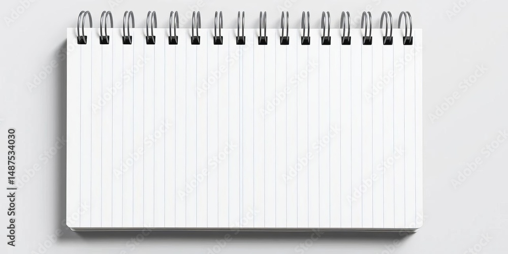 Metallic spiral bound notebook mockup featuring realistic vector quadrille ruled paper Blank grid for notes, sketches, or designs,  mockup,  texture