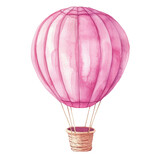Pink watercolor balloon on transparent background