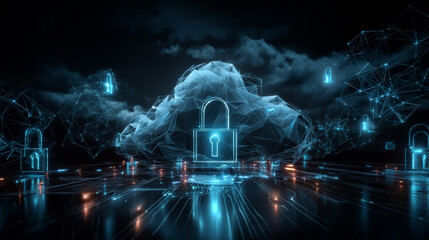 Cyber security and could computing network protection. Future cyber technology and Concept of business security system background