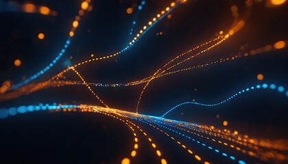Abstract Digital Background with Blue Binary Code and Light Streaks on Black Technology and Cyber
1