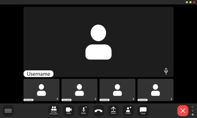 Wall Mural - online gathering showcasing blank user profiles and chat options.