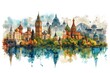 © mirukser - Famous landmarks from around the world blended into a vibrant cityscape