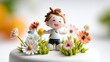 © vixer.std - Whimsical Fondant Boy Cake Decoration with Pastel Flowers