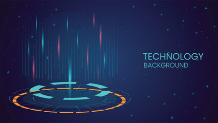 Wall Mural - abstract digital technology background featuring glowing hud elements and futuristic graphics on a d