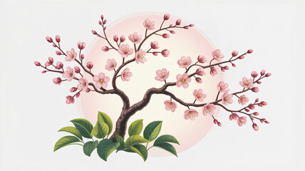 Wall Mural - Pink cherry blossom isolated tree PNG element