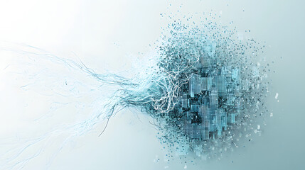 a minimal, elegant digital illustration of a glowing neural network or abstract brain circuit gradua