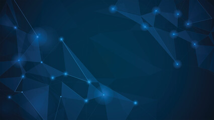 Wall Mural - digital mesh background featuring glowing nodes and polygon connections in a blue tech inspired desi