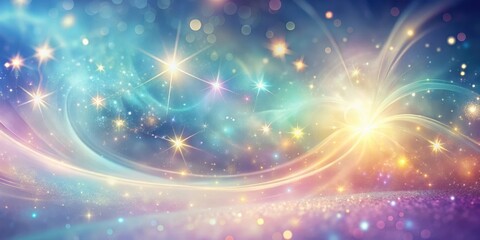 vibrant swirling starlight in shimmering pastel hues against a blurred gradient background, evoking 