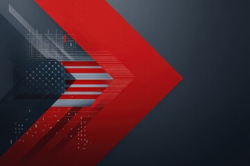 Poster - Abstract American flag design with red and gray geometric shapes, ideal for patriotic themes, presentations, or digital backgrounds. : Generative AI