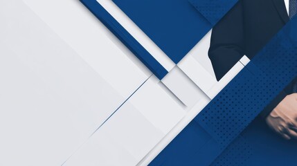 Poster - Abstract geometric background with navy blue and white shapes, suggesting corporate or business themes, ideal for presentations or website banners. : Generative AI