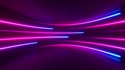 Wall Mural - bright neon lights flow abstract background. colorful beams motion texture in 3d space. shiny laser 