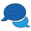 © Павел Костенко - Hand drawn cartoon blue chat icon on white background.