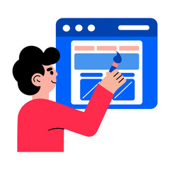 Wall Mural - a flat style illustration of a web designer