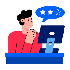 Canvas Print - A character taking feedback from his client, flat illustration