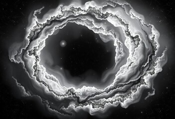 Wall Mural - abstract cosmic nebula, galaxy swirling in black and white space, vastness, pattern
