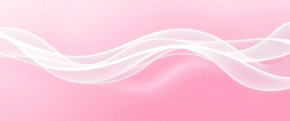 Poster - abstract ethereal white wave lines flowing gently across a soft pink background, lines, elegant