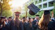 © Alex Pios - Happy graduates celebrating academic achievement with traditional cap toss