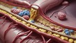 © Svetlana - cross-sectional 3D medical illustration showing the progressive buildup of arterial plaque (atherosclerosis) inside a human artery. The scene begins with a healthy, smooth, reddish-pink artery wall
