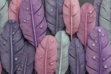 a multicoloured pastel angel feather is the focal point of this macro photograph, set against a whit