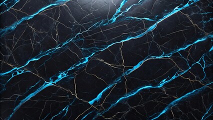 Wall Mural - elegant black marble texture with blue and gold veins luxury background