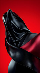 Wall Mural - abstract black and red fabric swirl, dramatic lighting, red background, design element