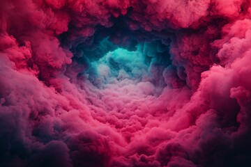 Wall Mural - vibrant pink and teal smoke cloudscape abstract background texture
