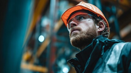 Wall Mural - Industrial Engineers in Hard Hats.Work at the Heavy Industry Manufacturing Factory.industrial worker indoors in factory. man worker